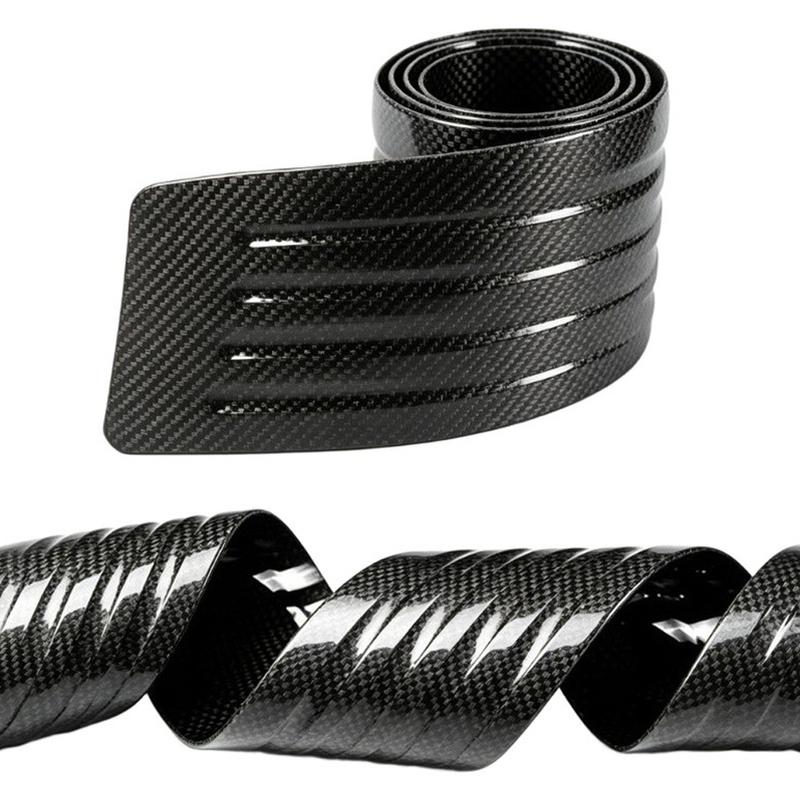 90cm Trunk Protector Strip Set 2pcs Carbon Fiber Black Rubber Anti-Collision Guard for Car Rear Bumper Loading
