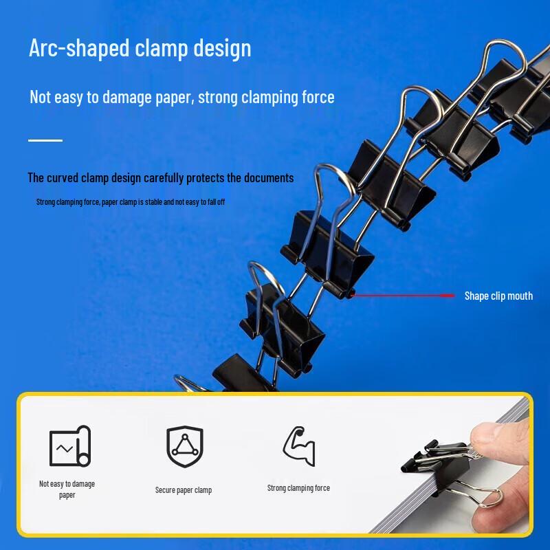 Deli Black Long Tail Binder Clips