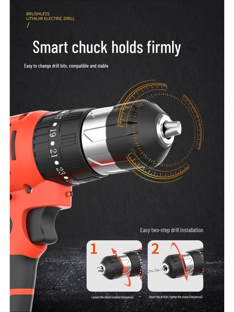 Multifunction Electric Handheld Drill & Screwdriver Set - Impact, Woodworking, Pistol Drills with Toolbox