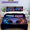 3pcs Custom Name "Neon Headphones Cityscape" Bedding Set Printed Bedding Set Duvet Cover Closure Includes 1 Duvet Cover & 2 Pillowcases Bedroom Decor