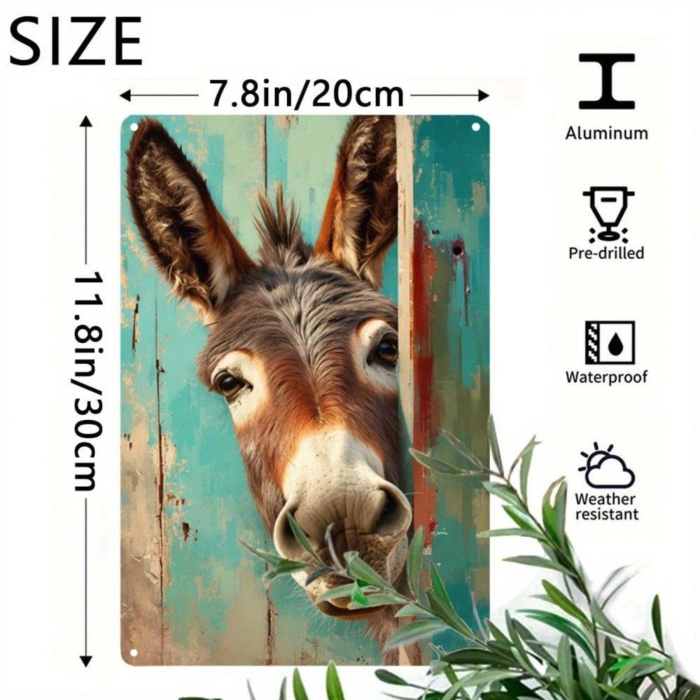 Vintage Tin Wall Art Blue Donkey Sign Country Farmhouse Decor Kitchen Rustic Home Garden