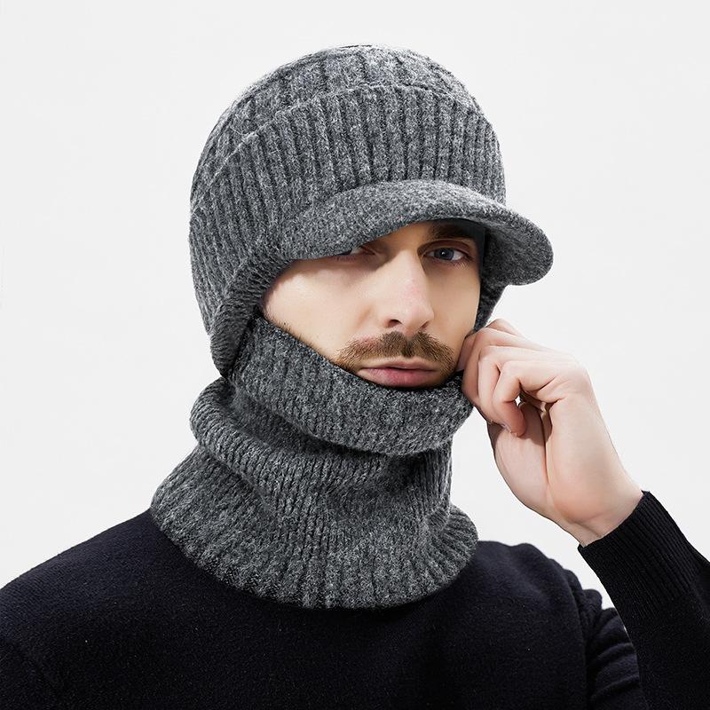 Winter Wool Thick Cashmere Inner Knitted Hat Men's Warm and Cold-Proof Two-Piece Wool Hat