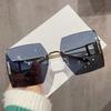 Square Shape Rimless Women's Sunglasses Metal Frame Hollow Out Leg Outdoor Sunglass UV Protection Female Sun Glasses