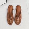 Mesh Mules Flats for Women Slip on Ballerina Comfortable Mule Round Toe Ballet Mary Jane Shoes for Summer Mary Jane Flats Fishnet Ballerina Flats