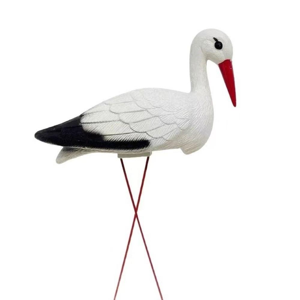 White Crane Crane Statue Lifelike White Crane Figurine Garden Sculpture Outdoor Yard Decoration 1pc