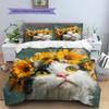 Tabby Cat  Pattern Bedding Quilt Set Quilt Cover Pillowcase Home Decoration  Gift (1 * Duvet Cover + 2 * Pillowcase, Without Core)