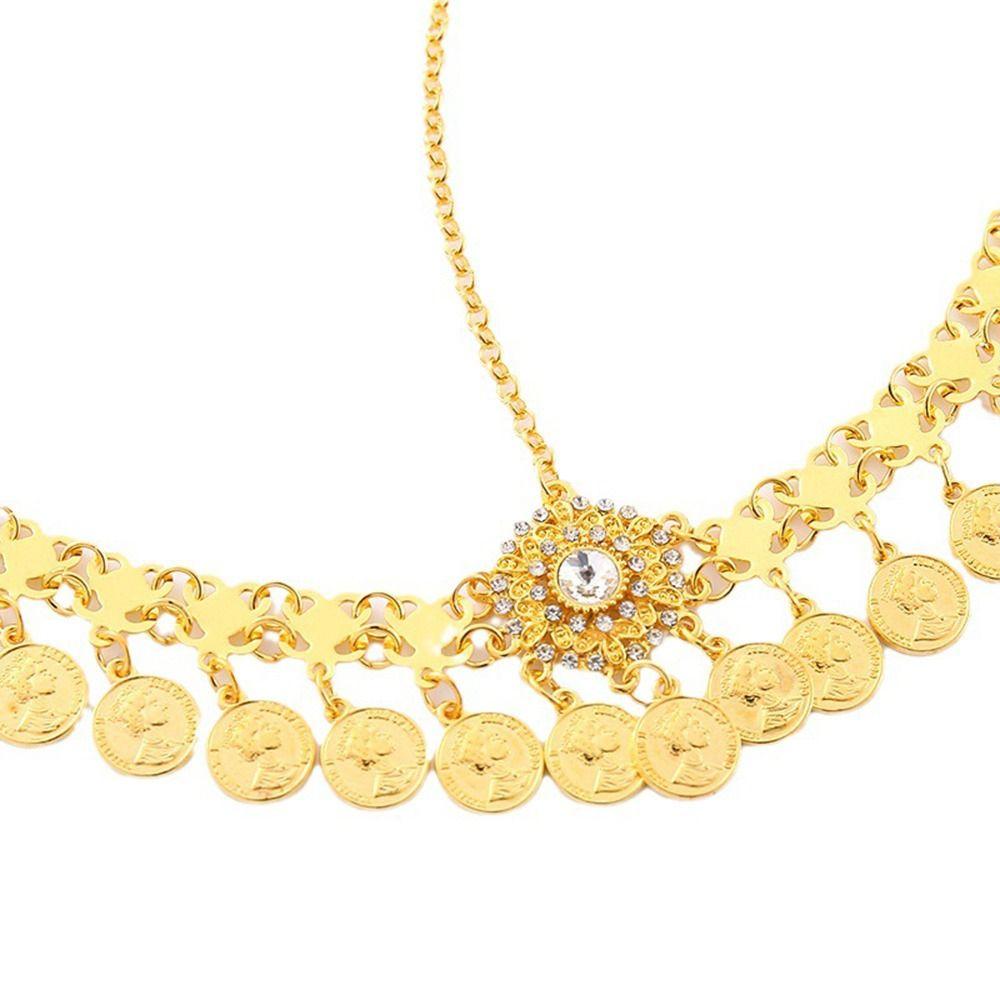 Vintage Diamond Embedded Forehead Chain Tassel Gold Silver Women's Headwear Ethnic Style Headwear Women