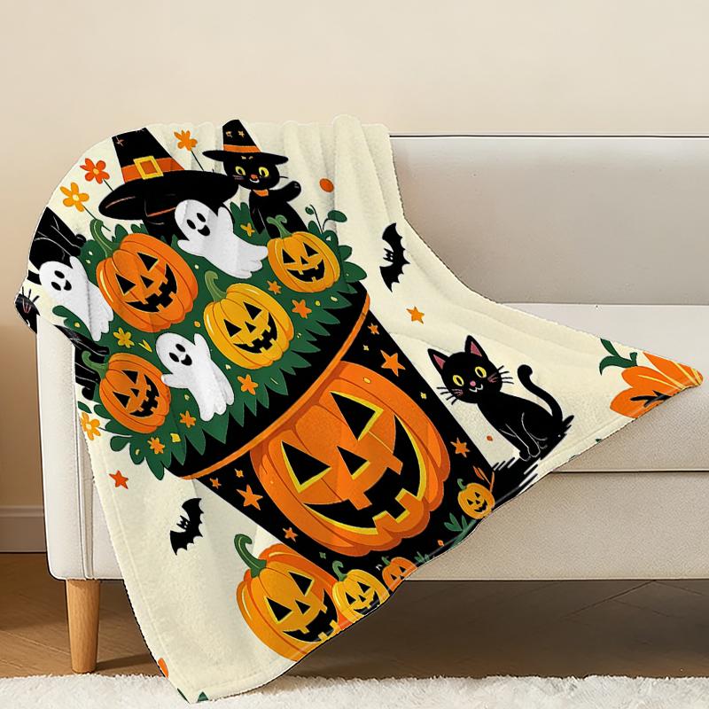 Halloween Christmas Themed Flannel Fleece Blanket Soft, Cozy, Warm Fuzzy Throw for Bedroom, Living Room & Holiday Home Decor