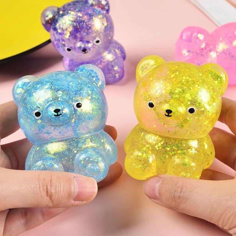 Fidget Bear Toy Squid Sparkling Soft Candy Bear Needoh Cute Animal Anti Stress Soft Resting Squeezing Toy Pinching