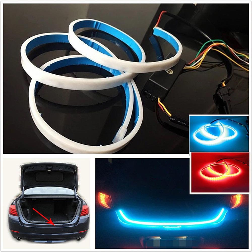 1.2m 12V Car Tailgate Strip Waterproof Brake Driving Turn Signal Light Blue+Red