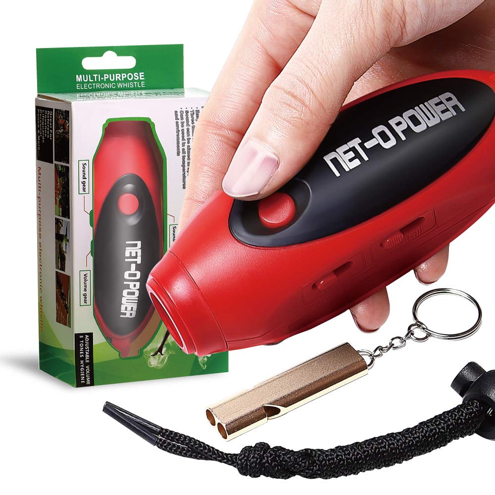 NET-O Electronic Whistle [3 Levels, 3 Whistle Sounds] New Model, Includes AAA Battery (Red)