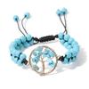 Natural Stone Double-Layer Woven Bracelet for Women - Retro Crushed Stone & Wire Wrapped Tree of Life Design