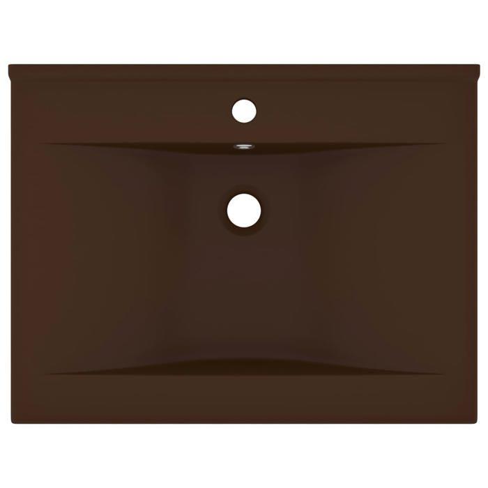 VidaXL Lavabo avec Trou de Robinet Vasque à Poser de Toilette Lave-mains de Salle de Bain Salle Cosmétique Marron Foncé Mat 147028