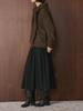 Xu Man Winter Korean Retro High-Waist Pleated A-Line Long Skirt for Women