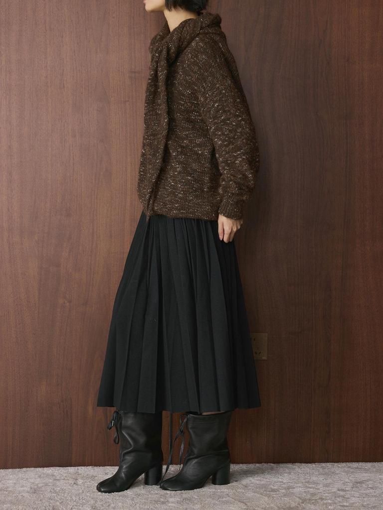 Xu Man Winter Korean Retro High-Waist Pleated A-Line Long Skirt for Women