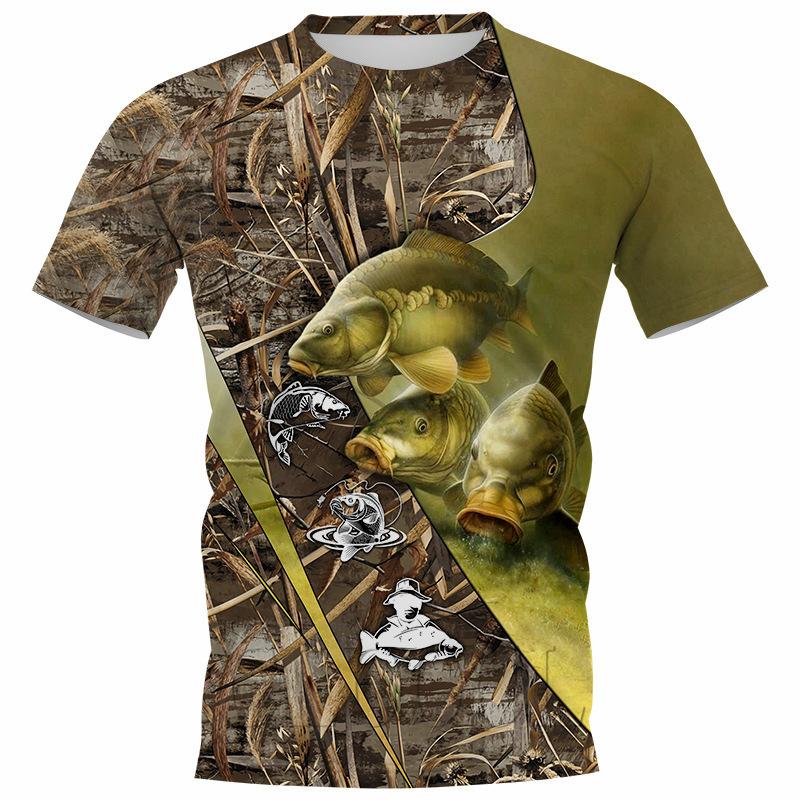 

T-shirt Animal Carp 3D Printed T-shirt Men s Round Neck Short Sleeved Top Shirt S