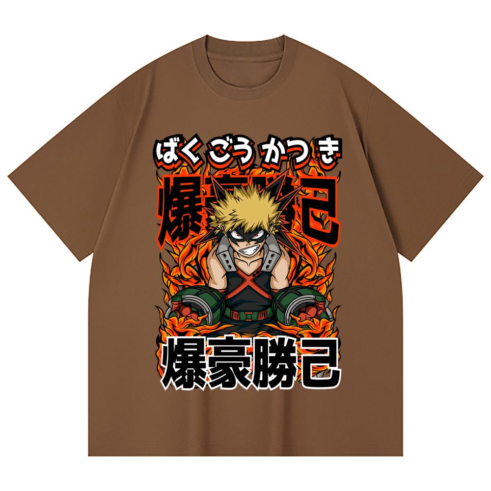 230 Gsm 100% Cotton My Hero Academia V13 Bakugo Print Unisex Heavy Cotton T Shirt