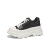 Leather platform white shoes women's spring new front lace-up lightweight height-increasing muffin shoes versatile casual board shoes
