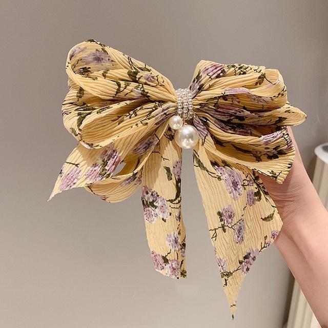 Big Bow Sweet Fabric Floral Hair Clip Korean Version of The Back of The Head Duckbill Clip Hair Accessories For Women