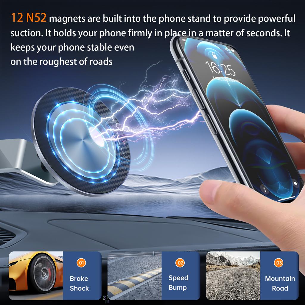 Handyhalterung Auto Starker Saugnapf Auto Magnetische Handyhalterung Einfach zu Installieren Magnetische Handyhalterung Winkelverstellbare Autohalterung