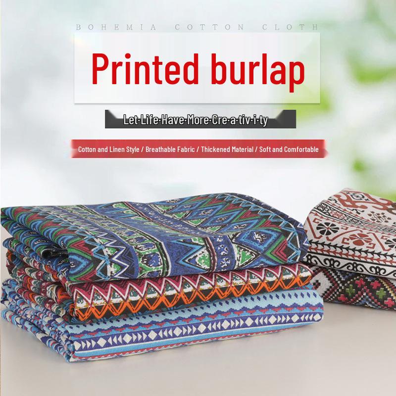Ethnic Style Linen Fabric: Sofa Background, Tablecloth, Cushions & Retro Decorative Throw Pillows