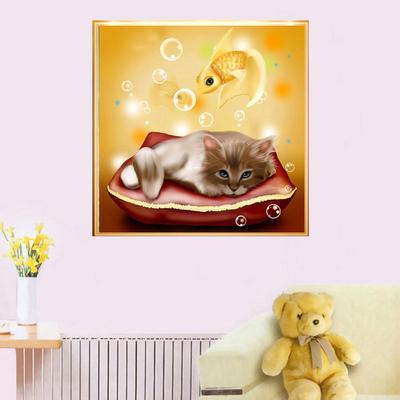 DIY 5D Diamentowe Koty i Złota Rybka Cross Stitch Diamentowe Wzory Haftu Dżetów