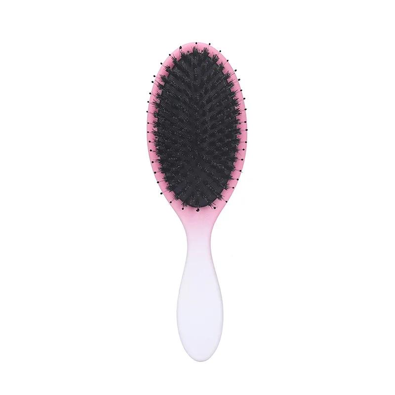 Natural Boar Bristle Brush Comb Anti-Static Oval Gradient Hairbrush Detangling Hair Brush Salon Barber Hairdressing Styling Tool