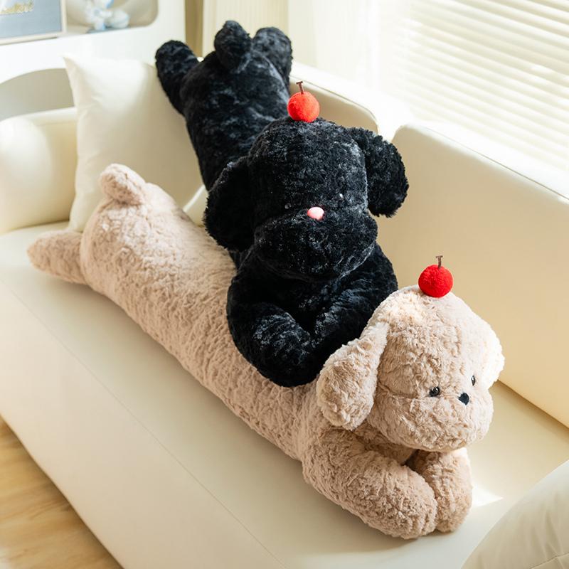 100cm Cartoon High Quality Giant Long Dog Plush Doll Pillow Curly Brown White Black Cherry Dog Plush Toy Home Decor Girls Gift