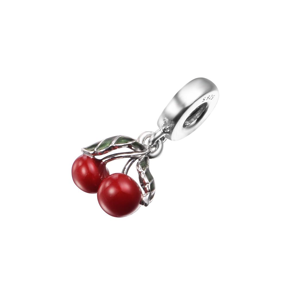 Fits Europe Bracelet Femme 925 Sterling Silver Cherry Fruit Dangle Charm Beads for Women DIY Jewelry Making Berloque 2022 New