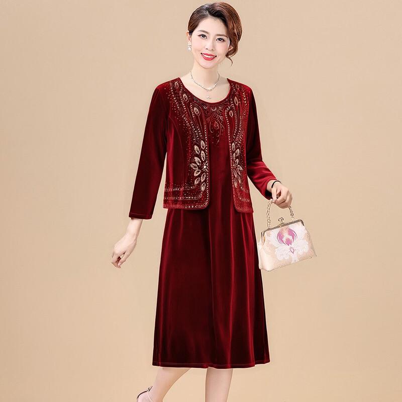 

Оксамитова вечірня сукня-двійка XUEXI для жінок середнього віку 4XL