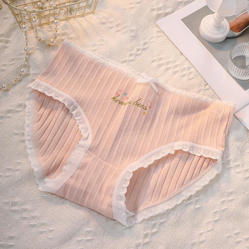 

Женские розовые трусики с принтом в горошек и кружевом, с бантиком, маленькие, свежие и милые, удобные, с закрытыми бедрами XL розовый