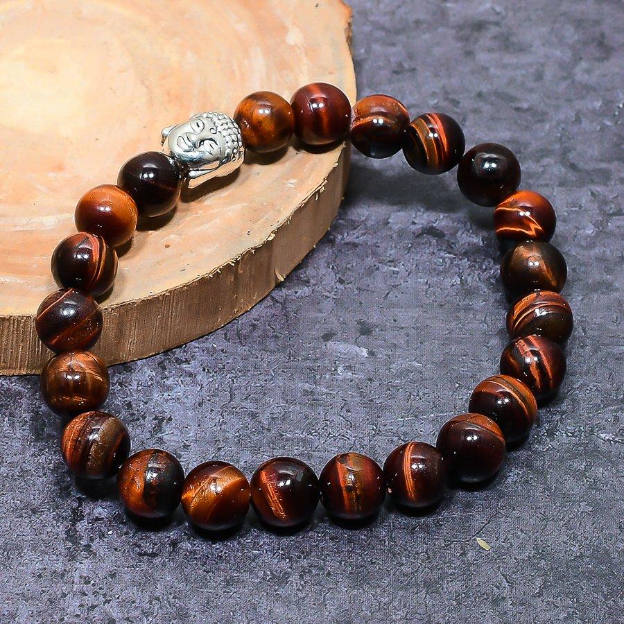 Natürlicher Eisen Tigerauge Edelstein Handgefertigtes Armband Verstellbar ETC-9768