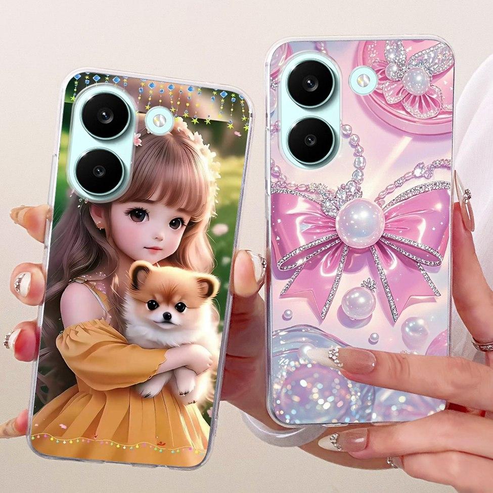 6.59'' Case For Xiaomi Poco X8 Pro 5G Cover Transparent Fashion Flowers Cute Cat Cool Painted Soft Casing 2511FPC34G