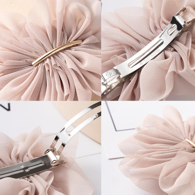 Große Frühling Haar Klaue Clips Frauen Metall Chiffon Blumen Pferdeschwanz Halter Haarnadel Haarspangen Mode Mädchen Haar Zubehör Hairgrip