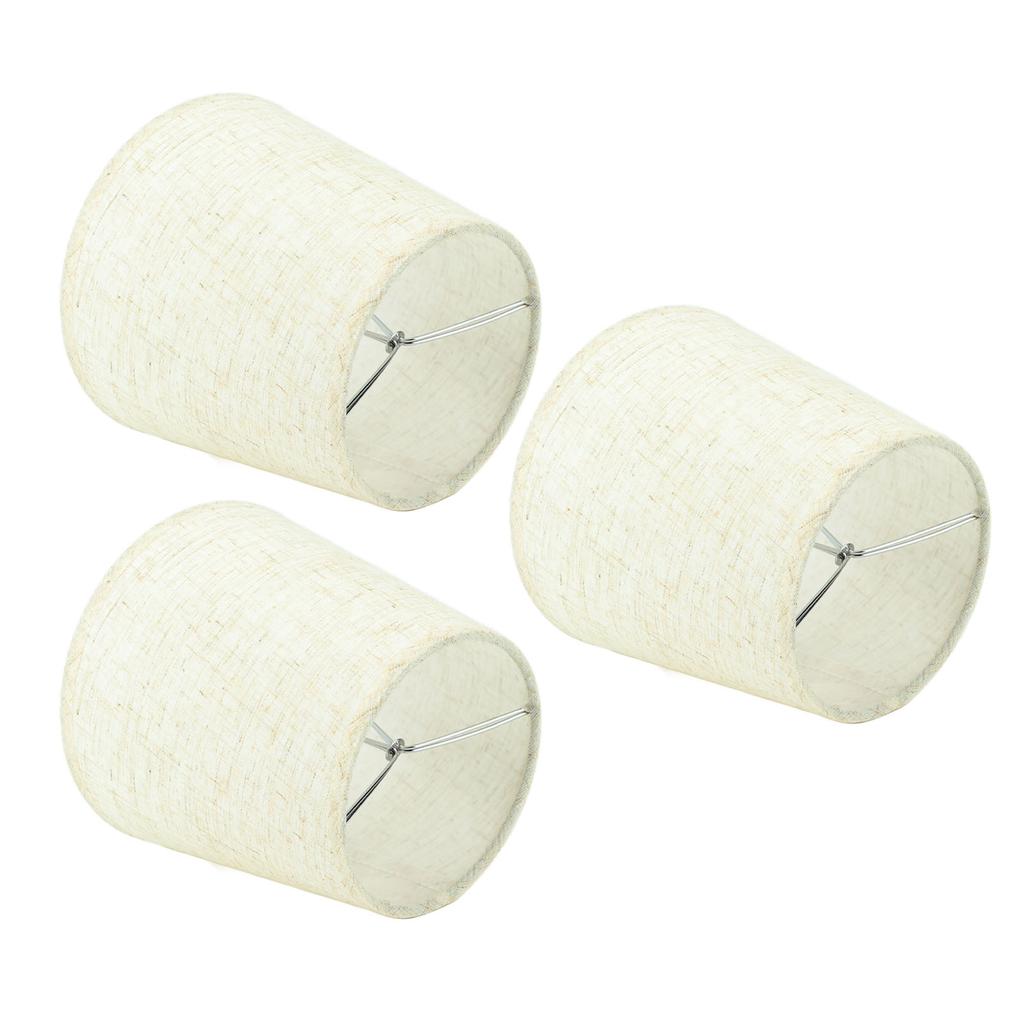 3Pcs Lampshades Hand Crafted Natural Linen Stylish Dustproof Barrel Chandelier Shades For Table Lamps and Floor Light