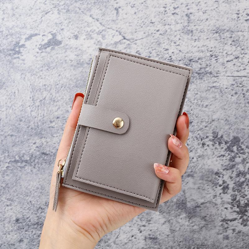 Women's Candy Color Ultra-Thin Zipper Card and Coin Holder