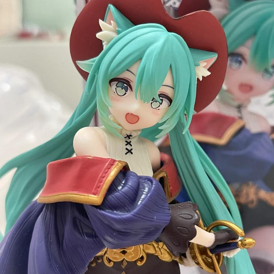 Hatsune Miku Desktop Cute Action Figure Tale Wonderland Miku Puss In Boots Anime Figurine Kawaii Girl Model Toy Adorable Decor