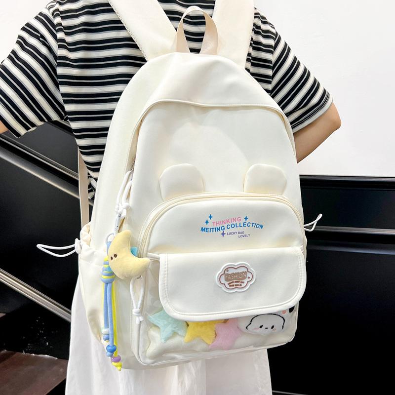 High-value ins wind school bag, junior high school girls, Japanese transparent pain bag, large-capacity backpack, student backpack.