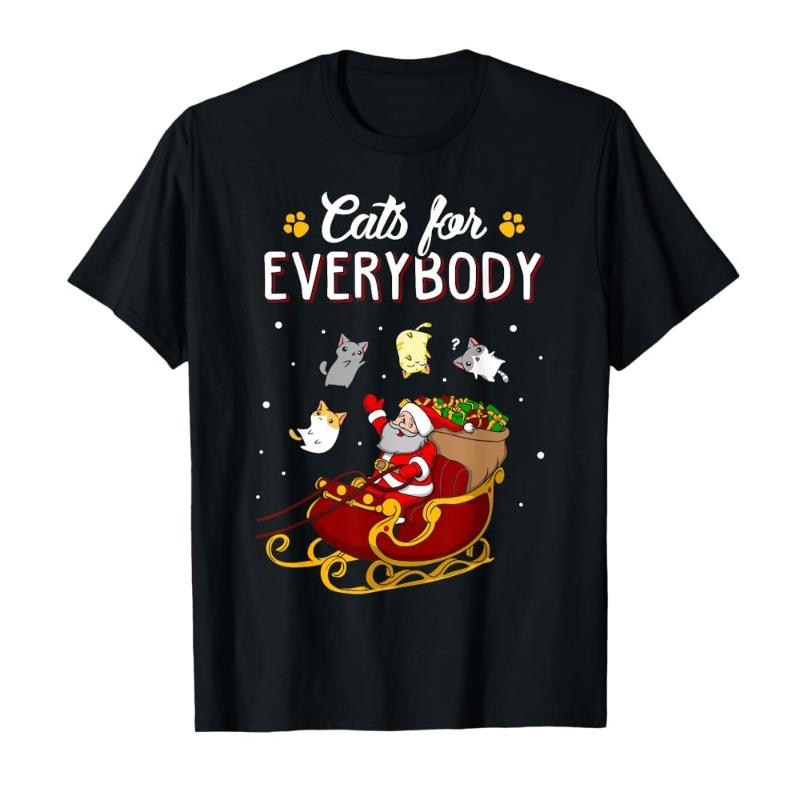Unisex Clothing Unisex Cats for Everybody Santa Funny Christmas Pajama Xmas Unisex Women TShirt Tops Harajuku Y2K High Street Fashion