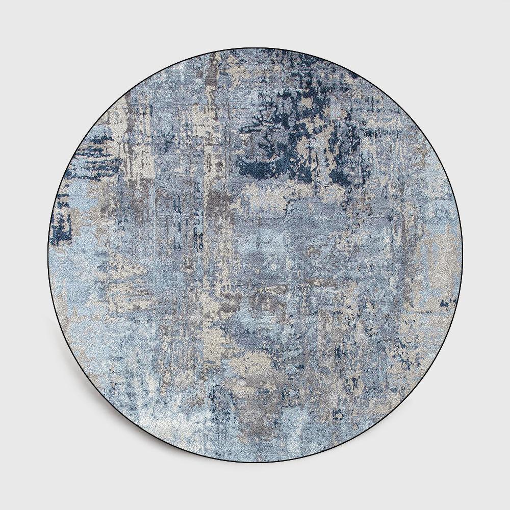 

Circular Carpet Blue Grey Ink Painting Living Room Bedroom Hanging Basket Chair Circular Carpet 80*80CM
