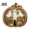 Autumn Pumpkin Table Decor Halloween Ghost Wooden Tabletop Ornament, 2D Flat Cute Reading Bathing Fall Harvest Home Decoration Watering Plaque
