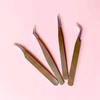 Dolphin Gold Precision Eyelash Tweezers with Feather Clip for Technicians