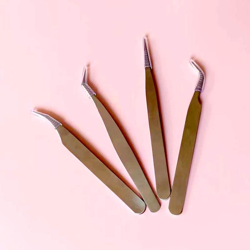 Dolphin Gold Precision Eyelash Tweezers with Feather Clip for Technicians