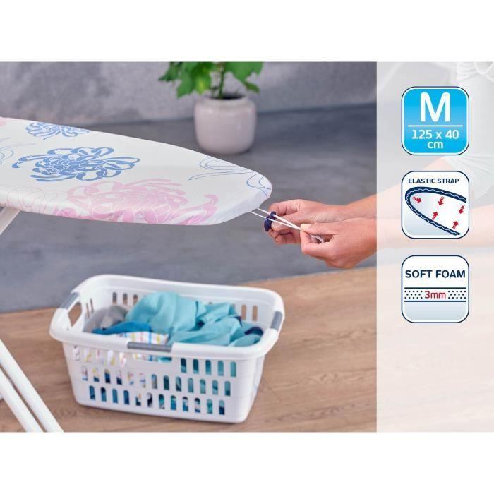 Housse table à repasser leifheit cotton classic m 71598, rembourrage en mousse de 3 mm, pour planche à repasser max. 125 x 40 cm