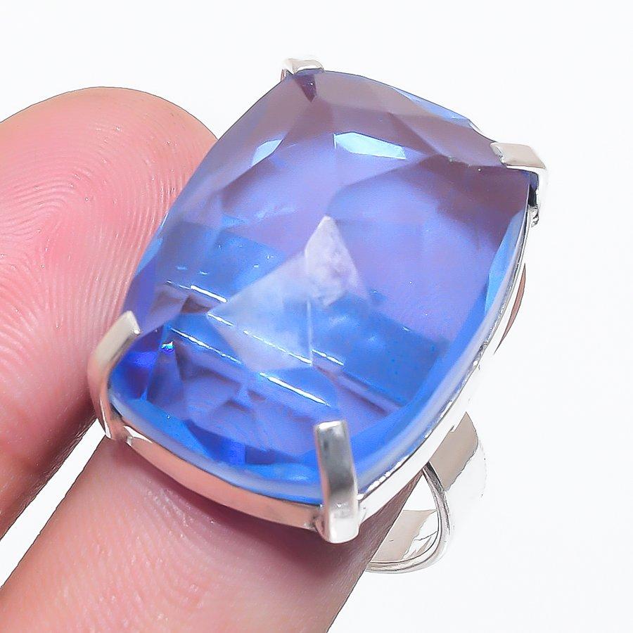 Tanzanite Quartz Gemstone 925 Sterling Silver Jewelry Ring Size 10