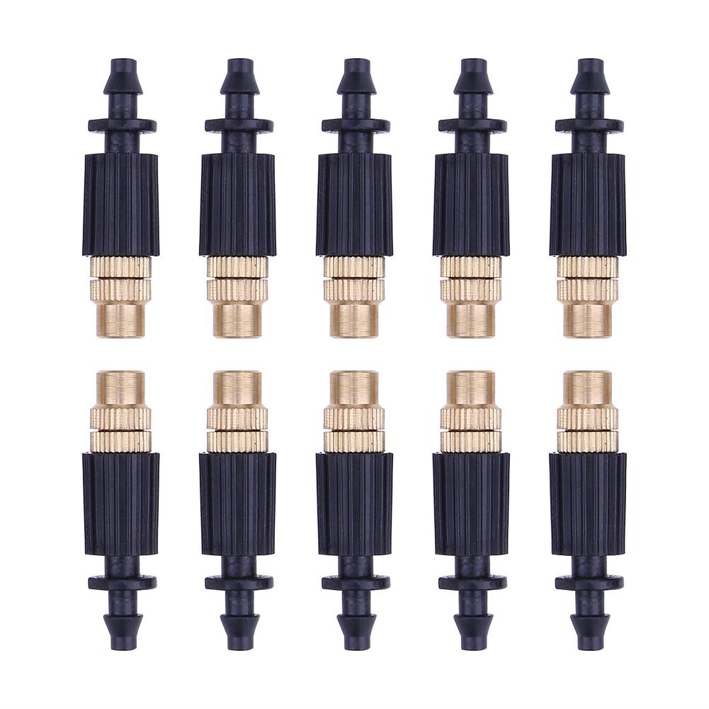 10Pcs Adjustable Copper Spray Nozzle Drip Irrigation Sprayer Nozzle Atomization Copper Nozzle for Lawn Vegetables Greenhouse