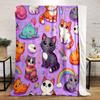 Cute Colorful Cartoon Cats On Purple Background Print Blanket Soft and Cozy Perfect for the Living Room Bed Sofa or a Nap,gift