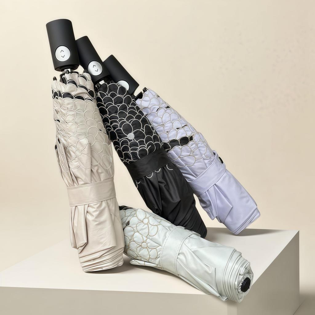 folding parasol with automatic opening and weighing approximately offering UV light and heat and suitable for both sunny and rainy Made of glass this