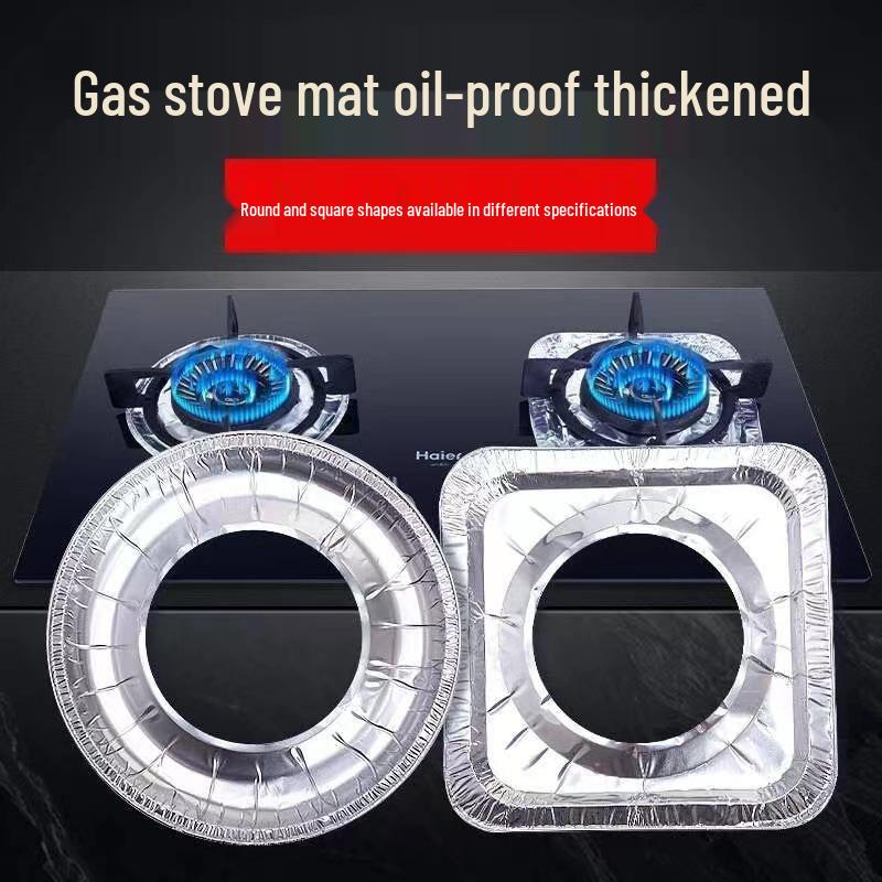 Thickened Aluminum Foil Gas Stove Oil-Proof Mat - Square & Round Protector Cover