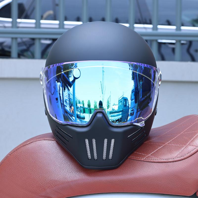Vintage Full Face Motorcycle Helmet Men Women All Weather DOT Certified ABS Windproof Comfort Liner Motorbike Gear